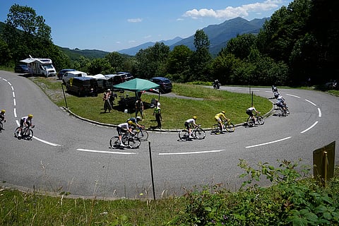 Tadej Pogacar, Jonas Vingegaard and other riders during Tour de France cycling race 2024